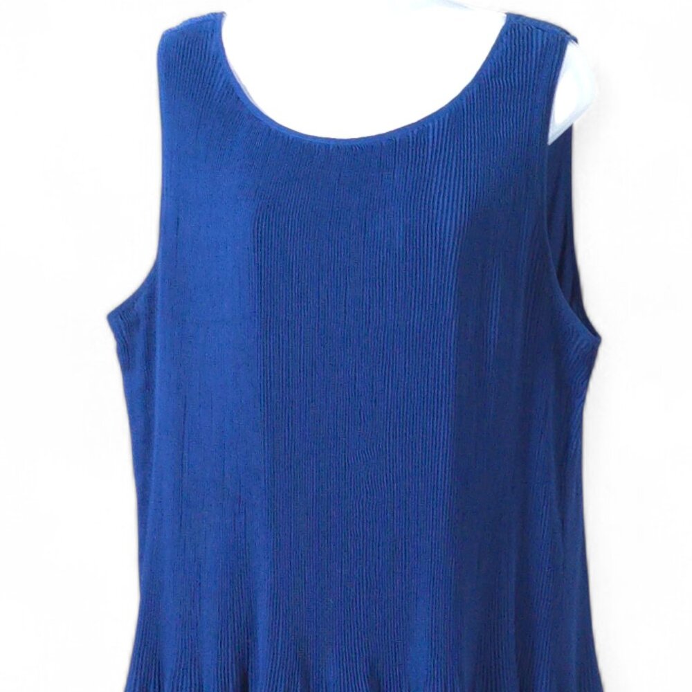 Roz & Ali Womens 2X Blue Pleated Peplum Tank Top Sleeveless Plus Size EUC - Picture 2 of 9